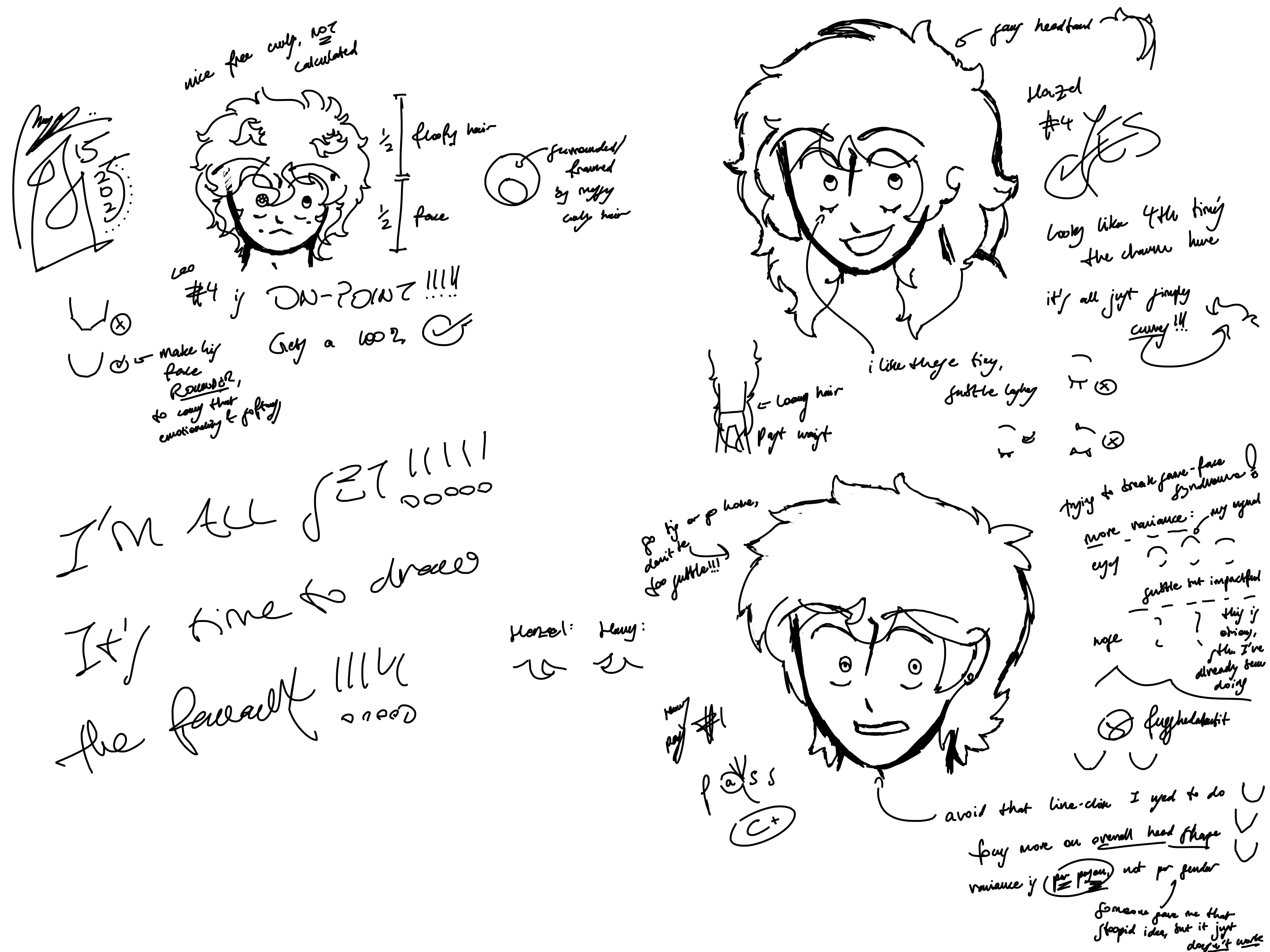 This one is VASTLY better, because it's the one where I actually finalized all the designs. These are the designs I referenced as I was making the rough outlines for the final thingy. It's kinda like playing telephone, but with art, isn't it?